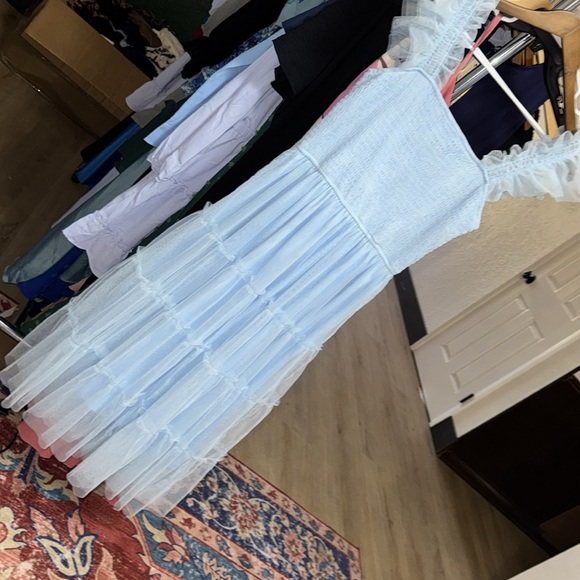 PRETTYGARDEN Summer Casual Sleeveless Smocked Ruffle Tulle Flowy Beach Sundress - Picture 8 of 9